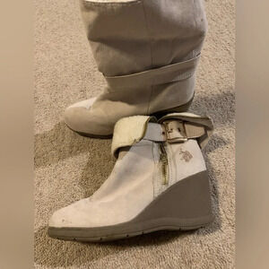 Polo Sherpa fur-lined, wedge ankle boot, size 7.5